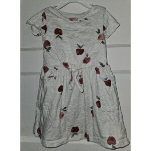 CARTERS Gray Apple Print Tie Front Short Sleeved Dress Girls Size 3T Pockets